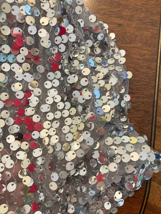 H&M Silver Sequin Cami Slip Midi Dress NWT - Picture 7 of 8